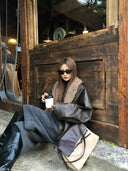 【FANGTING】Women Coffee PU Leather Bomber Jacket Fleece Collar Quilted Lined Short Moto Coat