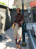 【MAR】Women's Autumn / Winter Retro Leopard Print High Waist Straight Slit Skirt Commute Style