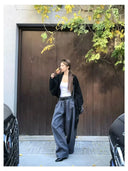 【FANGTING】 Women Spring Batwing Sleeve Cardigan Coat Shawl Style Black Short Knit Sweater Top