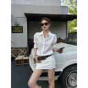 【FANGTING】Women White Lyocell Cotton Shirt Dress Summer Elegant Long Sleeve Bodycon Dress