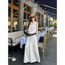 【FANGTING】Women's White Vest Skirt Set Summer Top & Midi Skirt 2 Piece Outfits