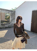 【MAR】Women Early Spring Elegant Midi Skirt Flared A-Line Soft Blend Fabric Skirt