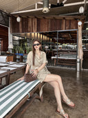 【FANGTING】Women Summer Linen Cotton 2 Piece Set V Neck Long Sleeve Shirt Mini Skirt Elegant Casual Matching Outfit