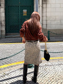 【MAR】Women's Autumn / Winter Retro Leopard Print High Waist Straight Slit Skirt Commute Style