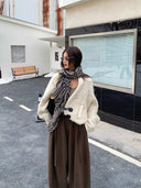 【MAR】Women Winter New Wool Blend Batwing Sleeve Knitted Woolen Coat Short Top