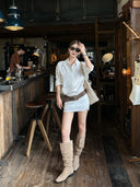 【FANGTING】Women White Lyocell Cotton Shirt Dress Summer Elegant Long Sleeve Bodycon Dress