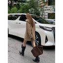 【FANGTING】 Women Autumn Faux Suede Minimalist Wide Shoulder Oversized Blazer Coat Casual Suit Jacket