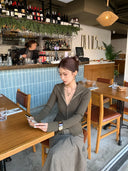 【FANGTING】Women's Herringbone Wool A-Line Skirt Early Spring Retro Textured Umbrella Skirt
