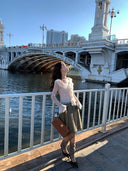 【MAR】Women's Early Spring Retro Hollow Embroidery Pleated Skirt A Line Slim Belt Midi Skirt
