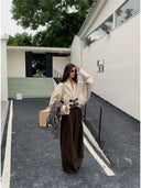 【MAR】Women Winter New Wool Blend Batwing Sleeve Knitted Woolen Coat Short Top