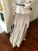 【MAR】Women's French Casual Irregular Ruffle Skirt, Multi Layer Tiered Long Maxi Dress