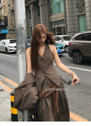 【FANGTING】Women's Old Money Style Blazer Set 3 Piece Casual Suit Jacket Vest Pants Set Autumn Elegant Office Wear