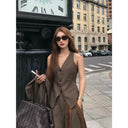 【FANGTING】Women's Old Money Style Blazer Set 3 Piece Casual Suit Jacket Vest Pants Set Autumn Elegant Office Wear
