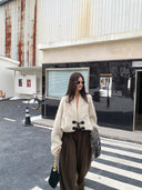 【MAR】Women Winter New Wool Blend Batwing Sleeve Knitted Woolen Coat Short Top