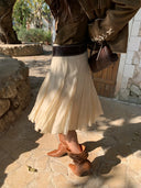 【MAR】Women Early Spring Elegant Midi Skirt Flared A-Line Soft Blend Fabric Skirt