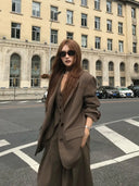 【FANGTING】Women's Old Money Style Blazer Set 3 Piece Casual Suit Jacket Vest Pants Set Autumn Elegant Office Wear