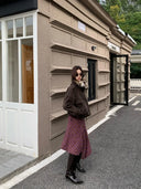 【MAR】Women's Autumn Winter Retro Wool Plaid A-Line Woolen Skirt Winter Skirt