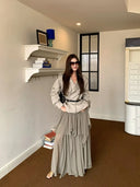 【MAR】Women's French Casual Irregular Ruffle Skirt, Multi Layer Tiered Long Maxi Dress
