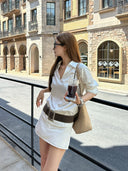 【FANGTING】Women's White Shirt Dress Set Spring Summer Blouse & Short Skirt 2 Piece Outfits