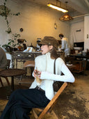 【FANGTING】Women's White Knitted Waistcoat Spring Cardigan Vest Layering Sleeveless Sweater Coat
