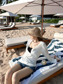 【FANGTING】Women Summer White V-Neck Long Sleeve Sun Protection Top Thin Loose Casual Cover Up Blouse