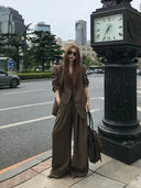 【FANGTING】Women's Old Money Style Blazer Set 3 Piece Casual Suit Jacket Vest Pants Set Autumn Elegant Office Wear