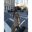 【FANGTING】 Women Autumn Faux Suede Minimalist Wide Shoulder Oversized Blazer Coat Casual Suit Jacket