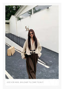 【MAR】Women Winter New Wool Blend Batwing Sleeve Knitted Woolen Coat Short Top