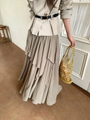 【MAR】Women's French Casual Irregular Ruffle Skirt, Multi Layer Tiered Long Maxi Dress